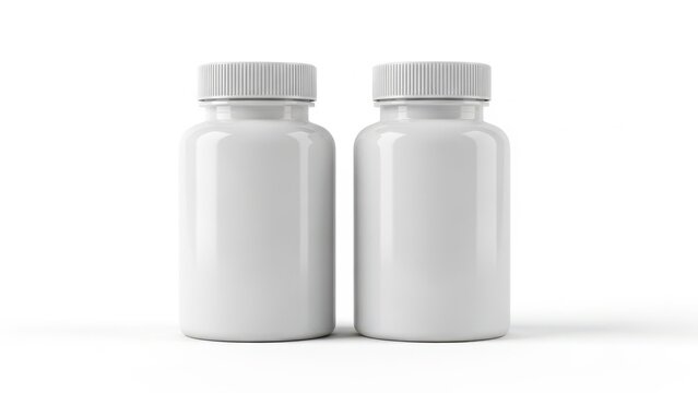 Two empty white bottles