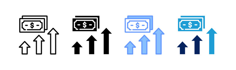 financial growth icon set multiple style collection