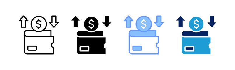 money flow icon set multiple style collection