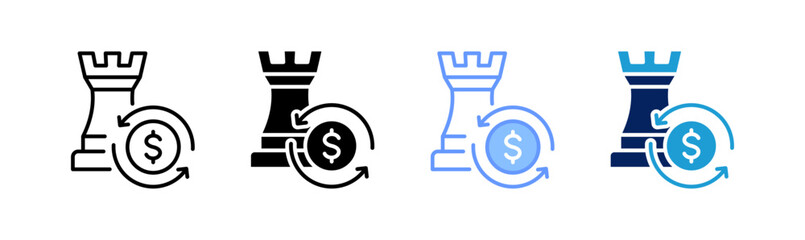 strategy icon set multiple style collection