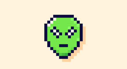 Fototapeta premium Pixel art image of a green alien.