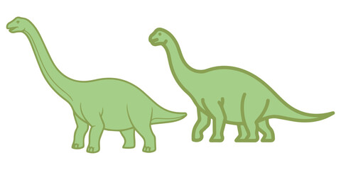 Pair of long neck sauropod dinosaurs brachiosaurus or apatosaurus cartoon style © md