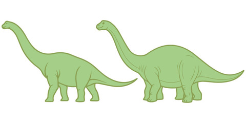 Two sauropod brachiosaurus dinosaurs isolated on white background digital drawing © md
