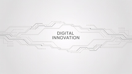 A digital illustration of a circuit board with the words 'Digital Innovation' in the center