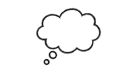 Obraz premium Classic cloud shaped thought bubble with a hand drawn sketchy charcoal texture for comic strips and creative design projects.