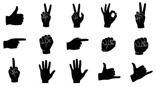 Collection of Hand Gestures Silhouettes.