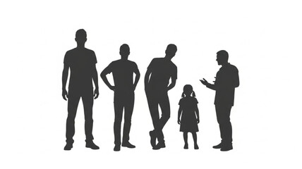 Diverse Group of People Silhouettes Standing Together.
