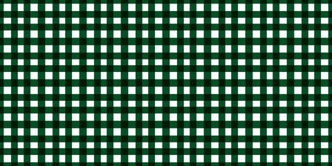 Fototapeta premium Seamless dark green and white gingham pattern. Classic checkered plaid background for textile, wrapping, and picnic theme designs. 