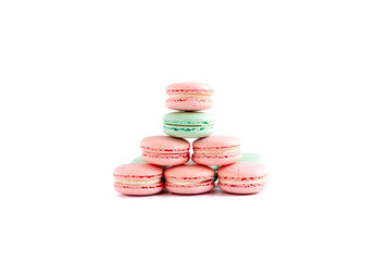 Macaron cookies isolated on white background.