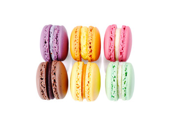 Macaron cookies isolated on white background.