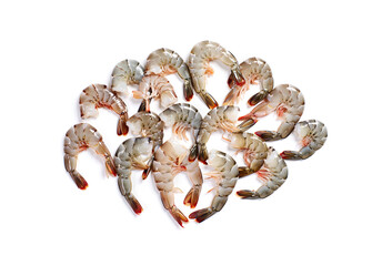 Fresh raw shrimps isolated on white background.
