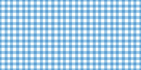 Blue and white gingham pattern. Seamless light checkered texture. Classic tablecloth plaid background for picnic, kitchen, and textile design.