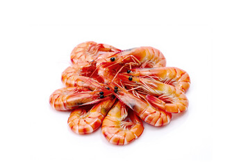 prepared shrimp isolated on a white background
