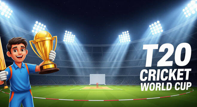 T20 Cricket World Cup Champion Celebrates Victory with Trophy