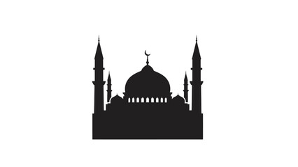 Silhouette of a Mosque with Domes and Minarets