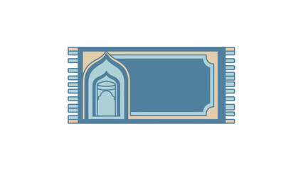 Blue Prayer Rug with Arch and Fringe