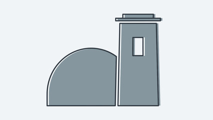 Simple Gray Iconic Building Illustration