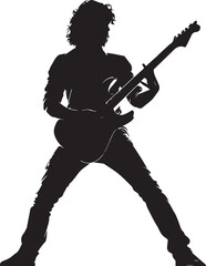 Fototapeta premium Rock Guitarist Silhouette Vector Illustration Isolated on White Background