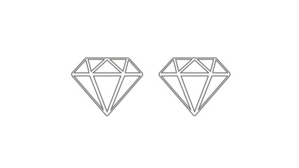 Simple Line Art Diamond Earrings Illustration