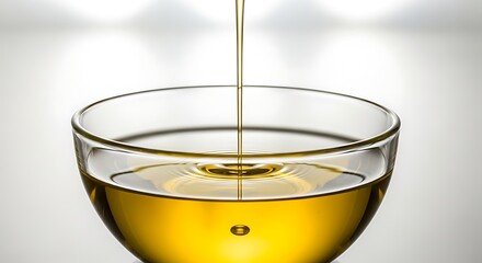 Golden Liquid Pouring into Glass Bowl