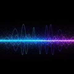 Abstract blue and purple sine wave pattern representing sound frequency, digital data analysis, and rhythmic movement across a dark background ,dark background ,science ,spectrum