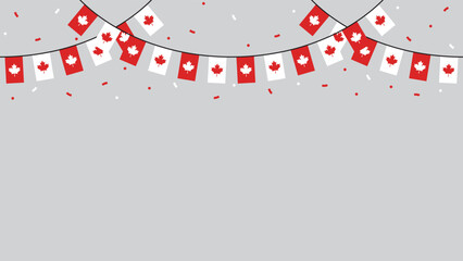 Seamless Canada Flag Party Bunting Border Background &ndash; Flat Design Illustration
