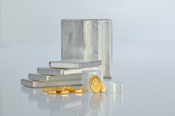 Silver bars coins and gold coin & ingot