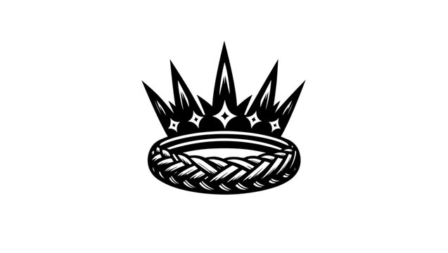 rosca de reyes logo icon vector, Royal Crown SVG, king symbol, ornamental royal crowns, a black heart symbol crowned with royal regal tiara, Intricate Royal Crown Symbol Vector Art, Black and White