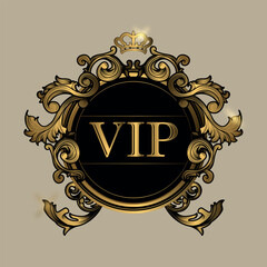 Royal Luxury VIP Logo in Gold and Black Style