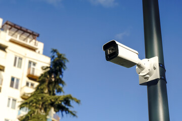 Surveillance Camera on Street Pole for Urban Security and Monitoring