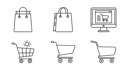 shopping cart and bag icons