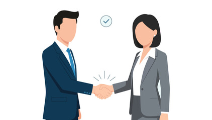 Fototapeta premium Business man and woman shaking hands agreement successful deal partnership professional work