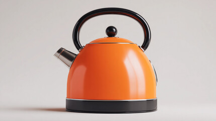 Bright orange kettle on a plain background with simple design