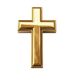 Stunning golden cross, a powerful Christian symbol and religious icon, featuring a detailed gold texture in a pristine 3D render, perfect for themes of faith and spirituality.