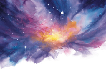 Explore the Watercolor galaxy and Cosmic nebula, an Abstract space artwork with a Starry sky and Vibrant colors, perfect for a dreamy backdrop.