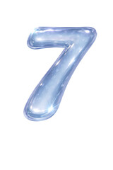 Glossy Blue Liquid Number 7 Digit with Reflective Shine on White Background, a modern and elegant graphic element.