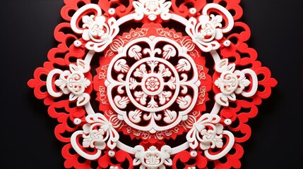 Red-white hollow paper-cut decorative pattern