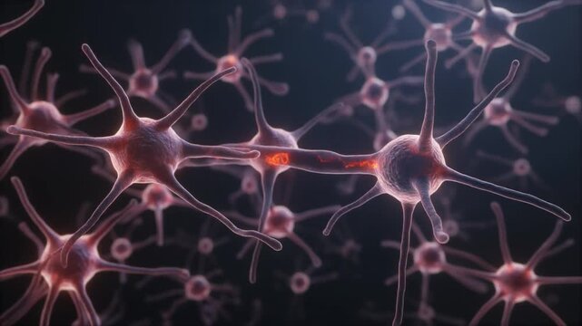 Neural network synapse firing electrical impulse transmission brain activity science concept