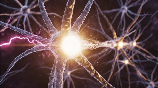 Neural network synapse firing electrical impulse transmission brain activity science concept