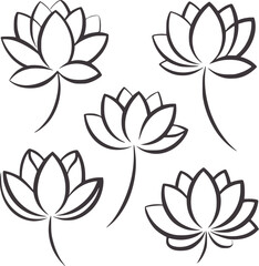 Obraz premium Five minimalist charcoal grey lotus flower
