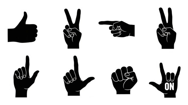 Collection of Hand Gestures Silhouettes.