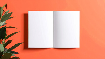 Blank Brochure Paper Mockup on Bright Color Background for Branding