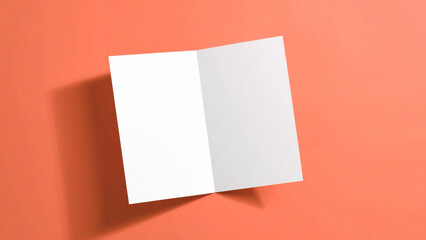 Blank Brochure Paper Mockup on Bright Color Background for Branding