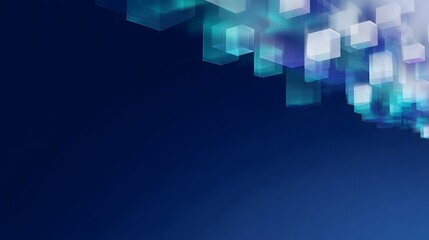 Abstract glowing geometric shapes on dark blue background