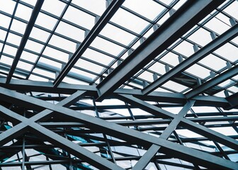 Glass roof Steel frame structure Architecture details Industry background