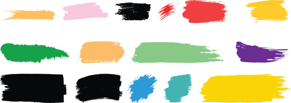 Paint Strokes using a thick brushPaint brush set of bursh Black Paint Strokes using a thick brushSet of vector paint brush stroke