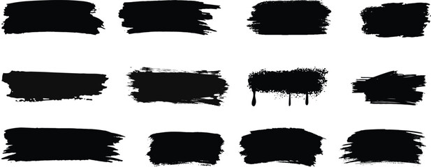 Paint Strokes using a thick brushPaint brush set of bursh Black Paint Strokes using a thick brushSet of vector paint brush stroke © Vector Store