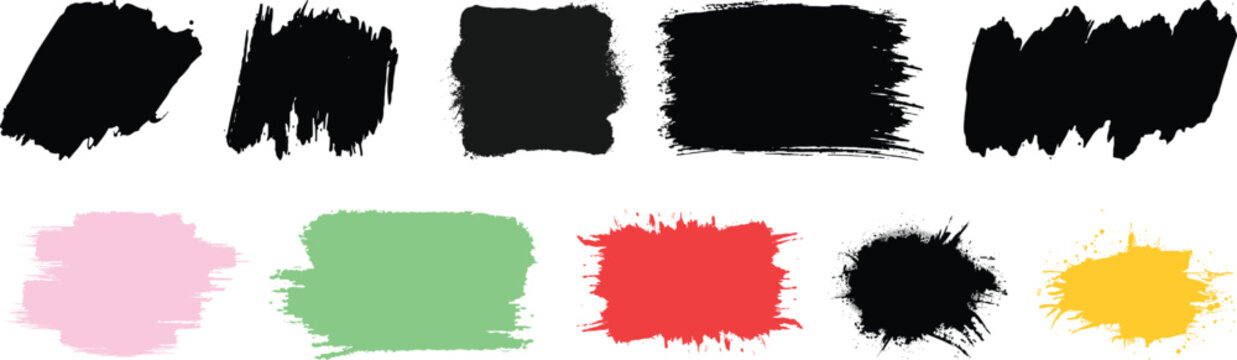 Paint Strokes using a thick brushPaint brush set of bursh Black Paint Strokes using a thick brushSet of vector paint brush stroke