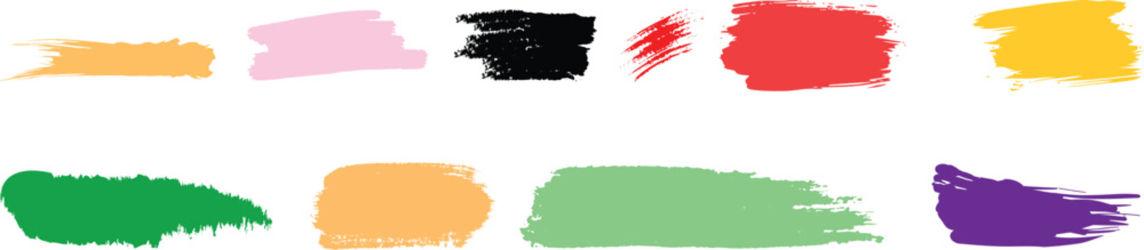 Paint Strokes using a thick brushPaint brush set of bursh Black Paint Strokes using a thick brushSet of vector paint brush stroke