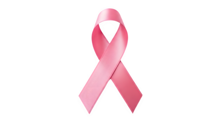 Pink breast cancer awareness ribbon isolated on transparent background